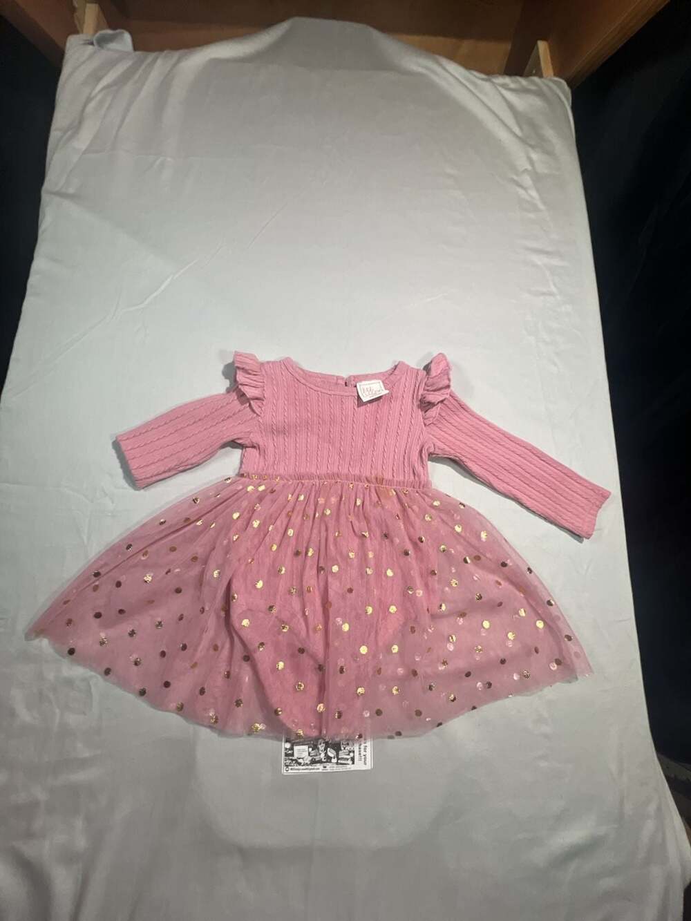 Just Lizzy Baby Girl Pink Long Sleeve Cable Knit Bodice Tutu Dress